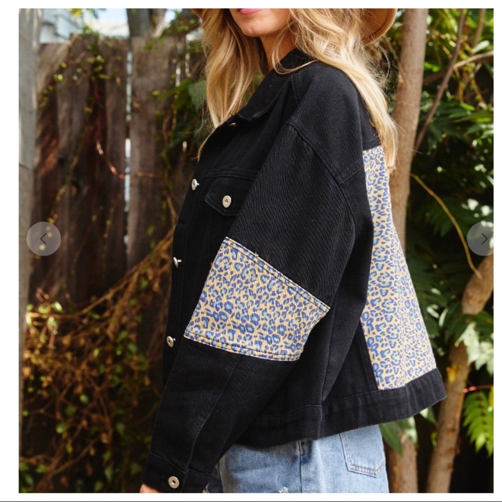 Fashion Leopard contrast Twill Jacket - Picture 4 of 7